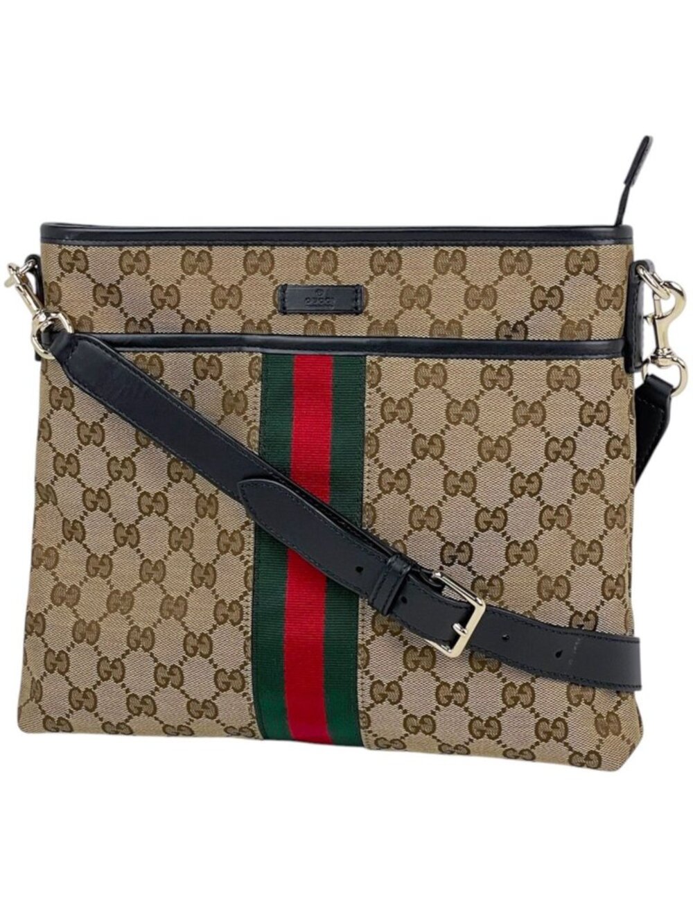 Gucci Shoulder Bag GG Pattern Sherry Line Web Canvas Brown